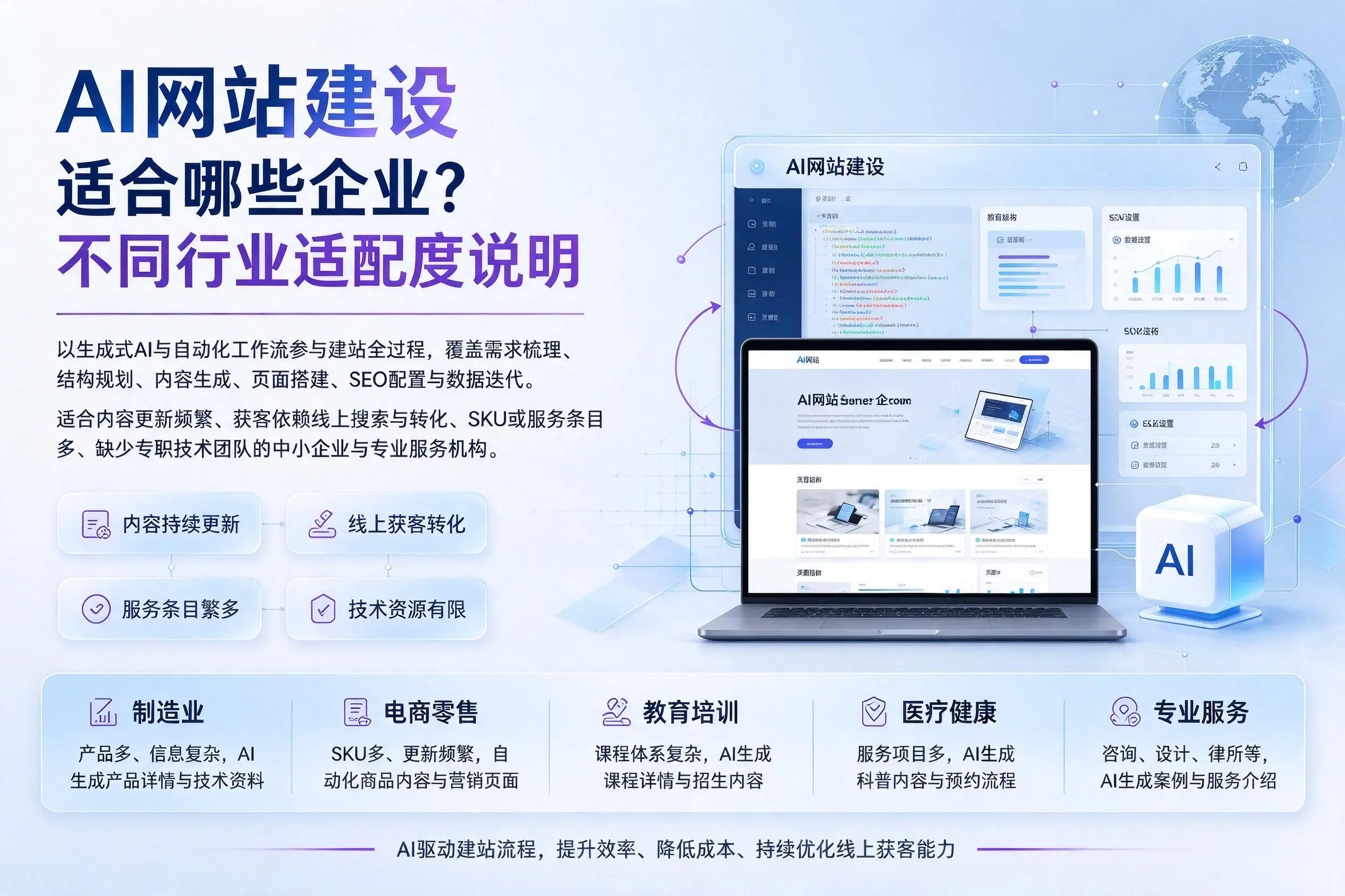 AI网站建设适合哪些企业？昭通不同行业适配度说明